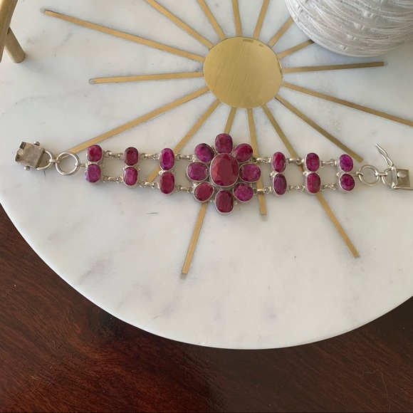 Vintage flower Ruby bracelet - Picture 1 of 4
